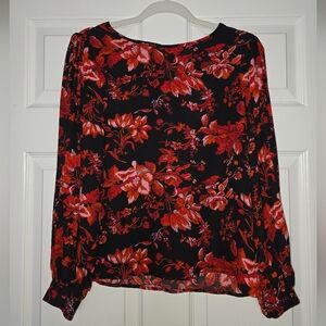 Moving Sale! { Philosophy Blouse Black And Red Floral Size M NWT